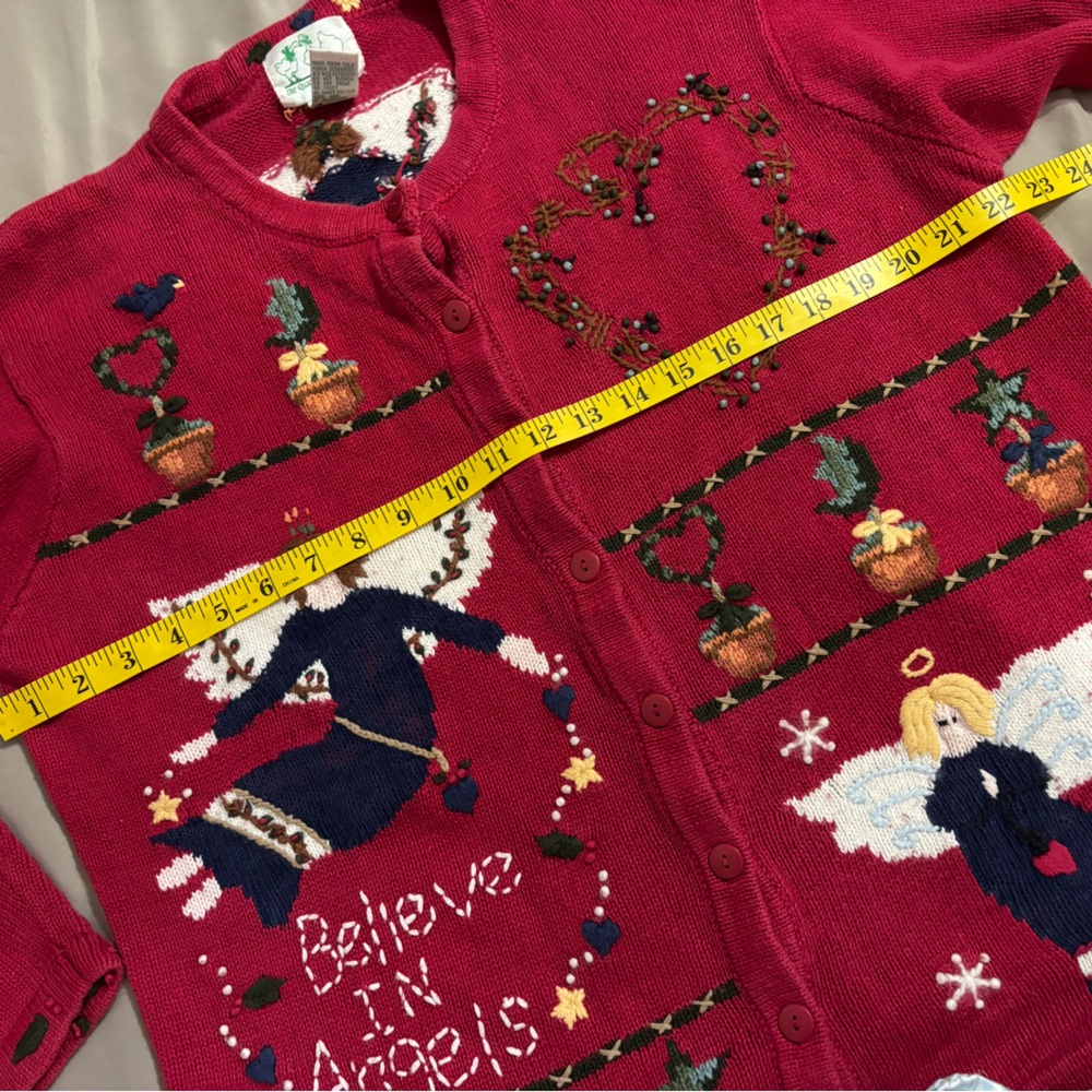 Vintage Quacker Factory Angel Christmas Cardigan | Size L Holiday - Picture 12 of 14